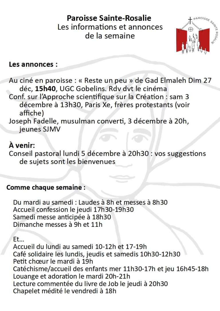 Annonces de la semaine