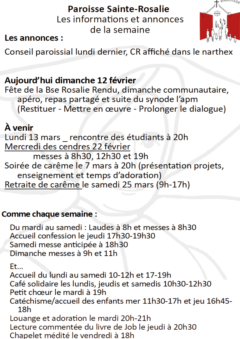 Annonces de la semaine